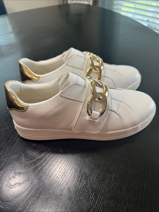 Michael Kors Shoes - Michael Kors White Sneakers with Gold Heel Accent